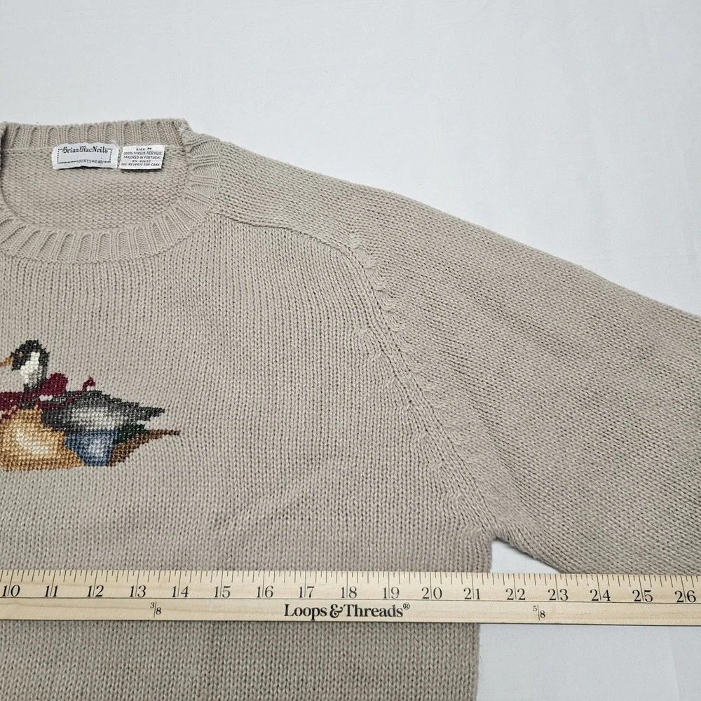 [Unknown Brand] Men’s Beige V-Neck Sweater with Duck Motif